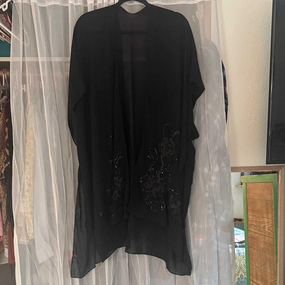 Elegant Black Sheer Kimono